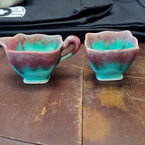 Vintage Green Drip California Mini Sugar & Creamer Set